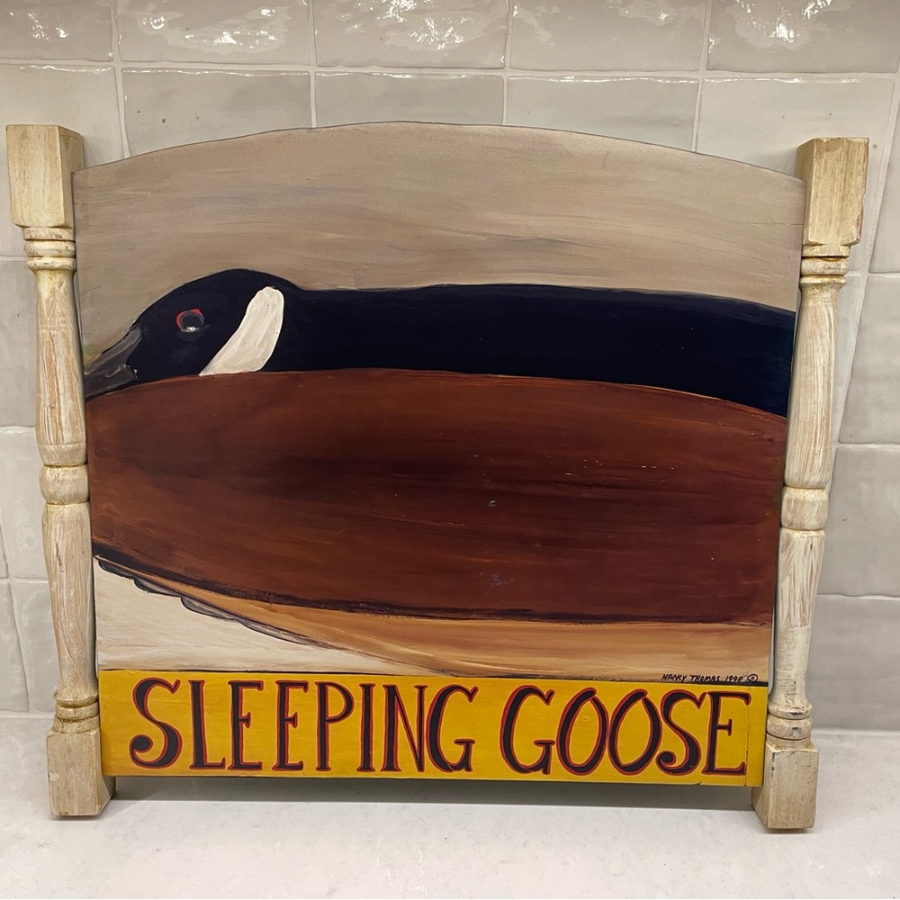 Nancy Thomas Vintage Wooden Sleeping Goose Wall Art